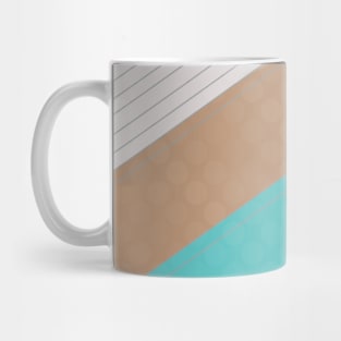 Geometric Lines | Abstract Art Design | Diagonal | White, Brown and Blue / Turquoise Mug